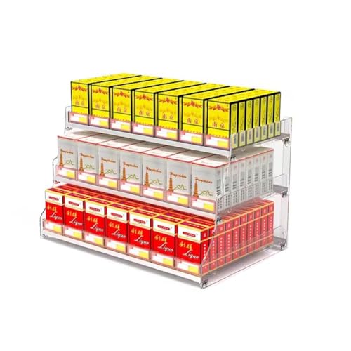 Expositor de cigarrillos acrílico transparente de 32,5 cm con empujador automático para tiendas