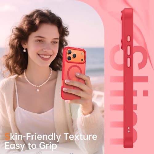 BENTOBEN Magnetic for iPhone 17 Pro Max Case 6.9" 2025, [Compatible with Magsafe] Slim Cute Matte Translucent Shockproof Drop Protective Bumper Women Men Phone Cover for iPhone 17 ProMax, Red - image 7