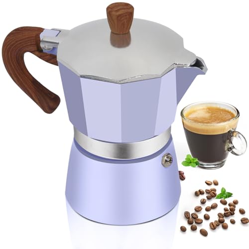 Image of Aluminum 9 Cup 450ml Moka Pot Express Coffee Maker Stovetop Espresso Colorful Coffeemaker Italian Classic Style Brewing Greca Cafe Mocha Machine for Cafeteras Lover Camping Travel and Home Use 15oz