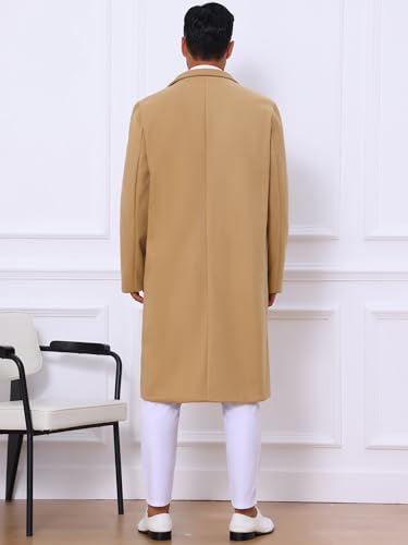 Image of Lars Amadeus Winter Trench Coat for Men's Single Breasted Notch Lapel with Pockets Formal Overcoat