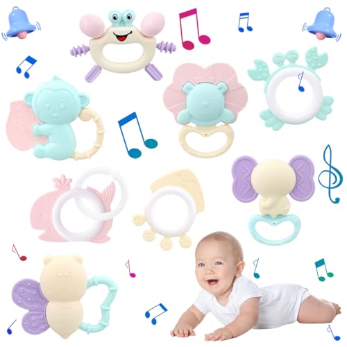Juegos Para Bebés De 0 A 3, 6 Y 12 Meses, 8 Piezas De Sonajeros Para Bebés, Sonajeros Sensoriales Para Niños, Regalo Para Bebés