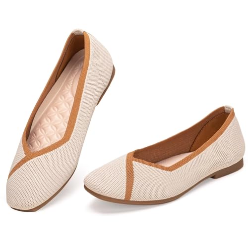 Image of Frank Mully Women Square Toe Flat Shoes Comfortable Knitted Flats