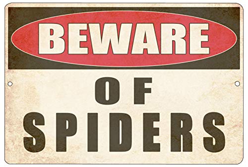 Rogue River Tactical Plaque en métal humoristique sarcastique - Décoration murale - Avec inscription « Beware of Spiders »