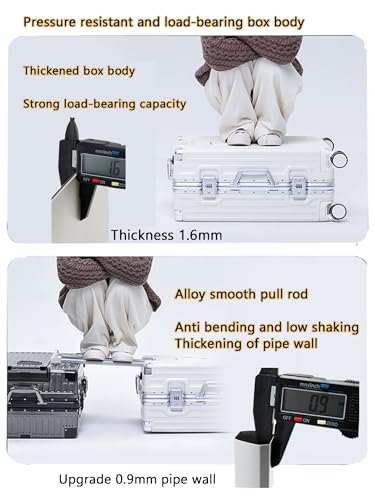 Hand Luggage Zipperless Luggage Aluminum Luggage Packed Luggage with USB Suitcase with Cup Holder with TSA with Aluminum Frame,C,24in2