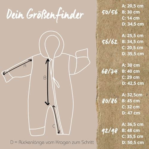 Hoppediz Baby Overall aus Fleece, extra lange Beine - perfekt für die Babytrage, Umschlagbündchen, Daumenloch - anthrazit 92-98