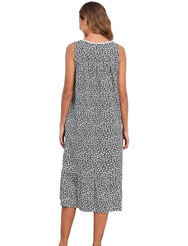 Image of Viakeo Cotton Nightgowns for Women Long House Dress Soft Sleepshirts With Pockets S-3XL