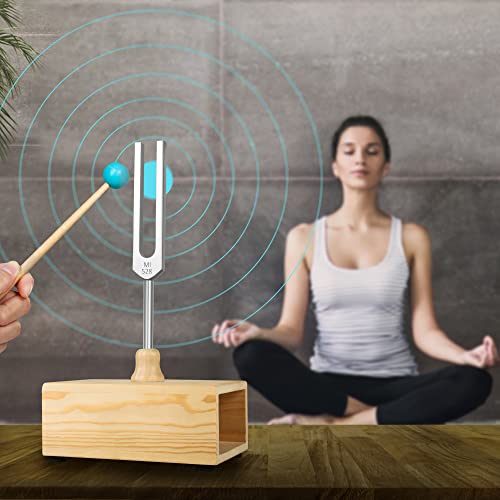 The7Box 528Hz Tuning Fork, Aluminum Alloy Tuning Fork Resonance Box, Equipped With Silicone Hammer And Wooden Voice Box, Suitable For Sound Therapy, Yoga, Meditation And Relaxation #TOP4