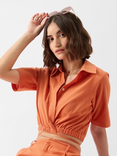 Image of The Souled Store Solids: Rust Cropped Shirts