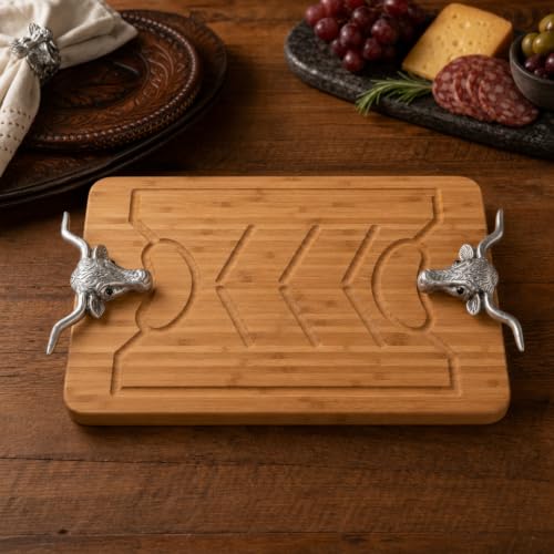 Tabla para cortar rectangular de bambú con mango 50.8x33.02 cm miniatura 2