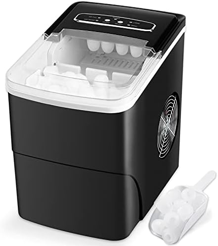 Ice Makers Countertop Ice Machine Maker Countertop for Home/Office/Camping/Mini/Small/Table Top/Tabletop/Electric with Spoon, 26.5 lbs in 24h