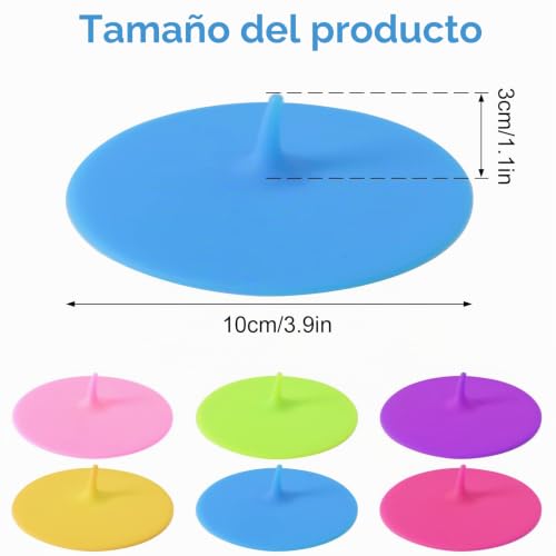Miniatura 2 de Disnace 6 Piezas Tapa De Silicona Para Taza, 10cm Cubierta Cristal, Set De Tapas Elásticas Para Microondas, Reutilizables Para Vasos De Cerveza Y Ollas