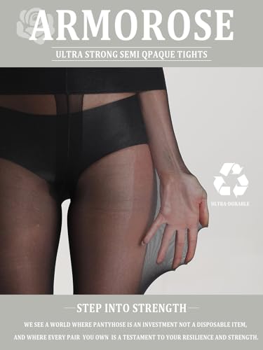 Indestructible High Waist Tummy Control Top Tights for Women,Rip Resistant Pantyhose, 40D Semi Sheer T-Crotch2