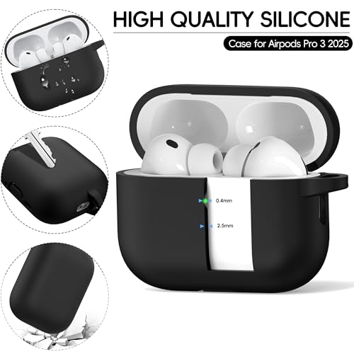 RFUNGUANGO Appropriate AirPods Professional 3 Protecting Case, Tender Silicone Materials, Drop and Scratch Resistant, Consists of Cleansing Instrument, Appropriate for AirPods Professional third Technology, Black - Image 6