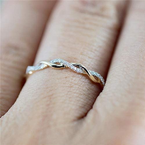 14K Rose Gold Stack Twisted Ring Twist Ring Stackable Diamond Rings Wedding Party Women Fashion Jewelry for Women (6)4