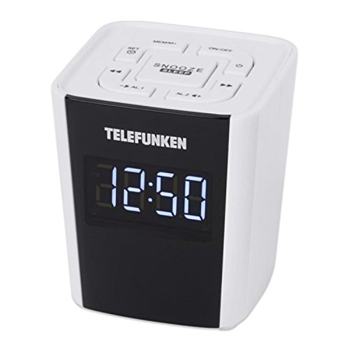Telefunken Radio-réveil R1000 | Blanc | Affichage 12/24h | | FM et numérique Tuner PLL – Touche répétition
