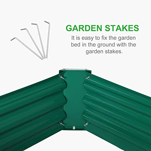 Growneer 4 X 3 X 1 Feet Green Metal Raised Garden Bed With 4 Pcs Garden Stakes, 1 Pair Of Gloves And 15 Pcs Plant Labels, Elevated Planter Box For Vegetables, Fruits, Flowers, Herbs #TOP1