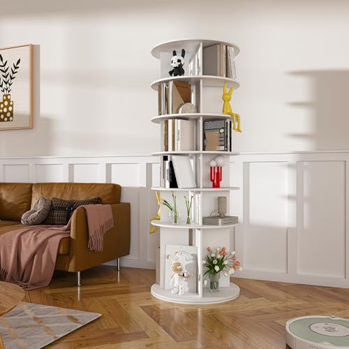 Image of Leavader Tall Rotating Shoe Rack Tower, 6-Tier Spinning Shoe Rack, Free Standing 360 Revolving Shoe Organizer, High Bottom Design Shoe Tower Spinning Storage Lazy Susan for Entryway