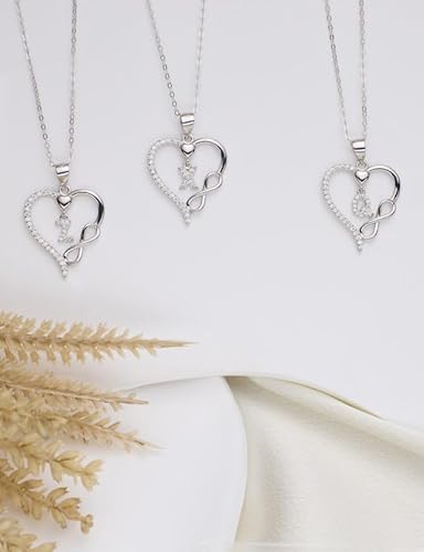 Its4Yeo 925 Sterling Silver Infinity Heart Pendant Initial Necklaces Silver Necklace Zircon Pendant Necklaces For Women Jewelry Gift For Women Wife Girls Her Valentines Gift(A) #TOP4