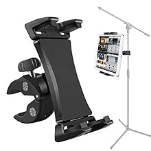 [WIDE COMPATIBLE] Micorphone stand tablet holder Fit for 3.5 ~ 12.9in phone and tablets,Including iPhone, IPad & Android, make playing and sharing music in concerts, choir class, wedding, party, meetings; Either mount directly to the boom or the uppe...