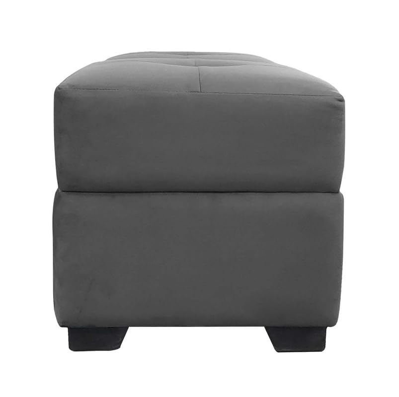 PLATINUM WOOD CRAFT Pouffes for Sitting Stool for Living Room Square Footrest Pouf Foot Stool for Room Decor (Grey)-image-22