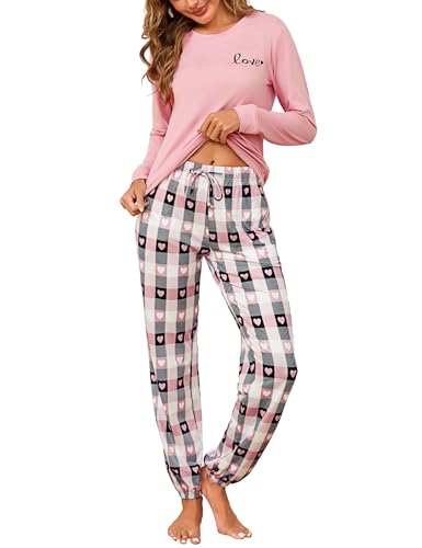 Pyjama femme hiver coton Bresdk : ensemble de nuit confortable imprimé coeur