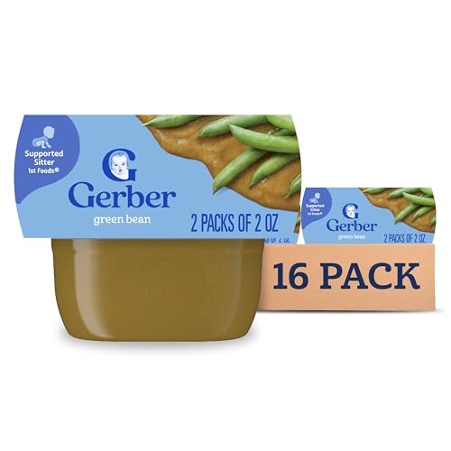 Image of Gerber 1st Foods Baby Food, Green Bean Puree, Natural & Non-GMO, 2 Ounce Tubs, 2-Pack (Pack of 8)