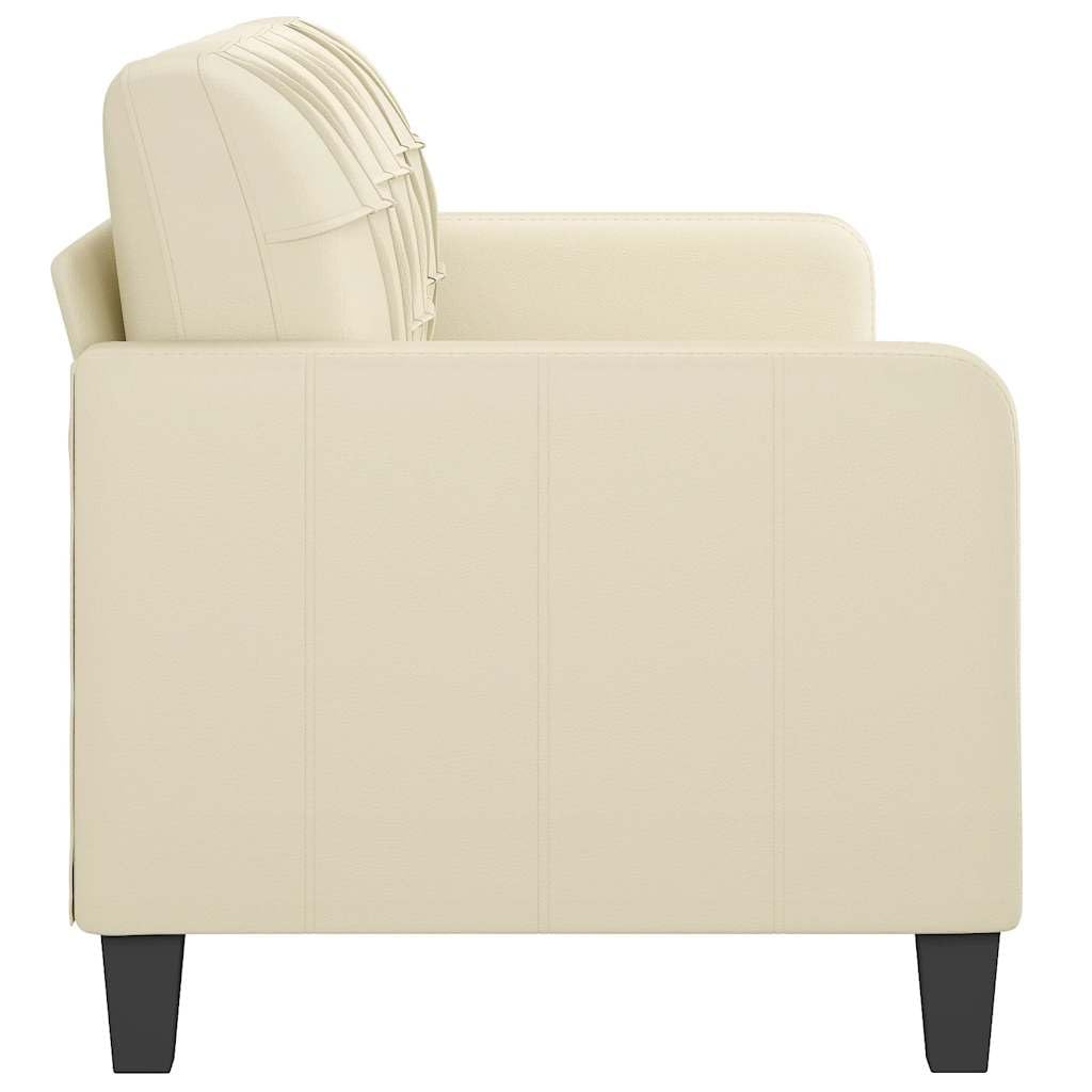 Canapé 3 places, crème, 180 cm, en cuir synthétique, structure métallique robuste, rembourrage confortable, design moderne, durable et facile d'entretien