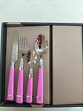 servizio da the bavaria in oro zecchino Numero di pezzi ; 24 bavaria Set Posate 24 Pezzi Acciaio Inox Manico Lavorato Elegante (Fucsia)