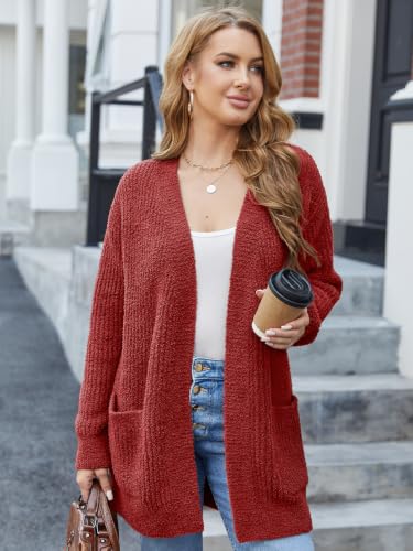Image of Snuggle Sac Cardigan Sweaters for Women with Pocket Trendy Casual Long Sleeve Tops Open Front Fall Winter Coats