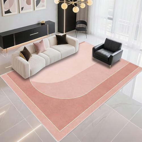 DJHWWD Alfombra Salon Pelo Corto Resistente A Las Manchas 160x250cm, Rosa Carpete Grande Salón Minimalista Moderno Adecuado para el Dormitorio de niña
