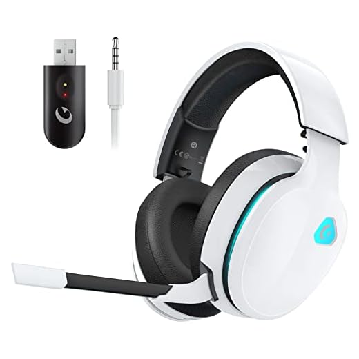 Gtheos 2.4GHz Wireless Gaming Headset for PS5, PS4 Fortnite & Call of Duty/FPS Gamers, PC, Nintendo Switch, Bluetooth 5.3 Gaming Headphones with Noise Canceling Mic, Stereo Sound, 40+Hr Battery -White