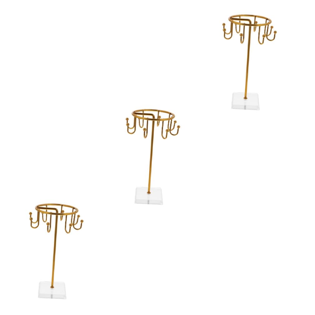 Ciieeo 3 Pièces Porte-Bijoux En Fer Collier Boucles D'Oreilles Présentoir À Bijoux Coiffeuse Porte-Bijoux Support À Bijoux En Forme De T-Or Présentoirs De Boucles D'Oreilles
