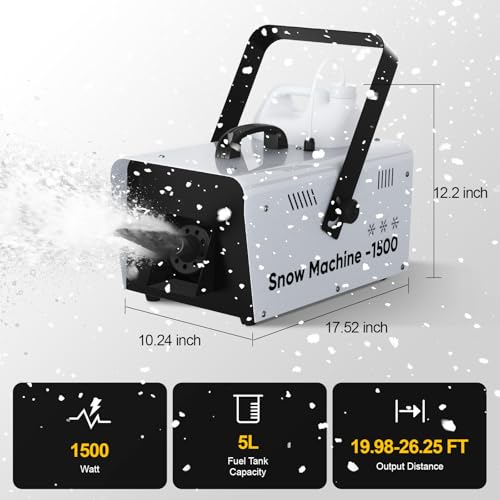 Image of UPGREY 1500W Snow Machine for Outdoors and Indoors, Fake Snow Maker for Party with Remote Controller and Handle