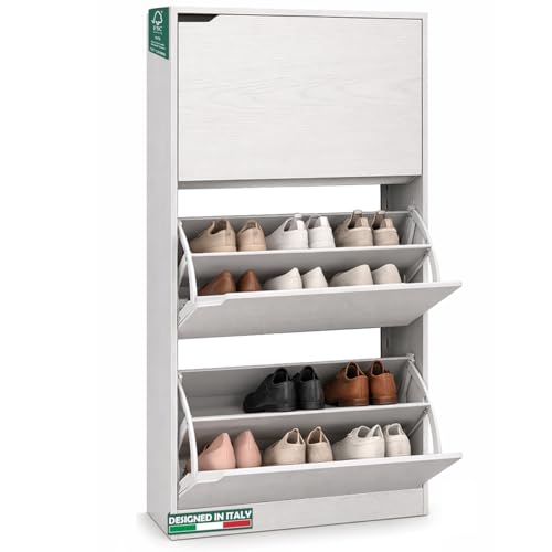 BAKAJI Zapatero de Madera MDF con 3 Puertas