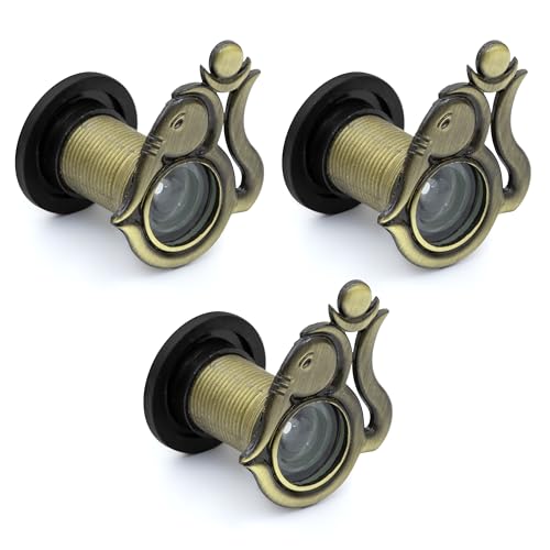 Image of Plantex Solid Brass Door Eye /Door Lens /Door Eye Viewer /Eye Hole for Main Door /180 Degree Ultra Clear Door Viewer for Safe and Secure Home /Office /Hotel - Pack of 3 (Brass Antique)