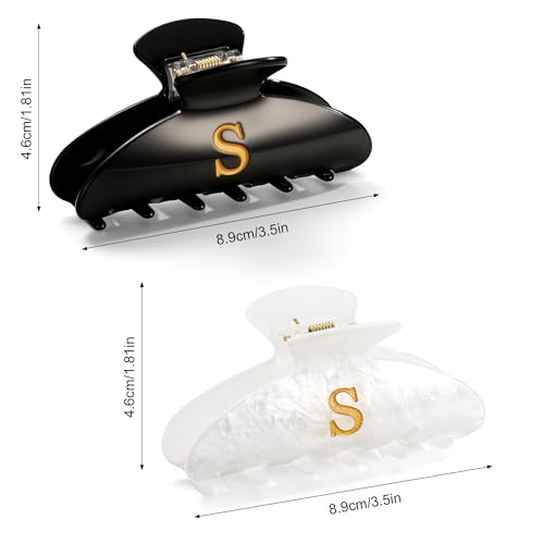 Image of CWJCYTNSN 2 PCS Hair Claw Clips for Women Non-slip Black White Claw Clips for Thick Thin Hair Stylish S Hair Clips Elegant Hair Accessory Girls