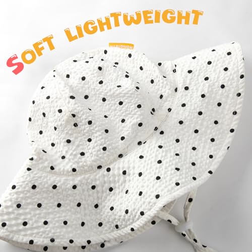 Image of HONGTEYA Baby Sun Hat Toddler Girl Beach Hat Sun Protection Adjustable Outdoor Summer Wide Brim Bucket Hat for Infant Kids