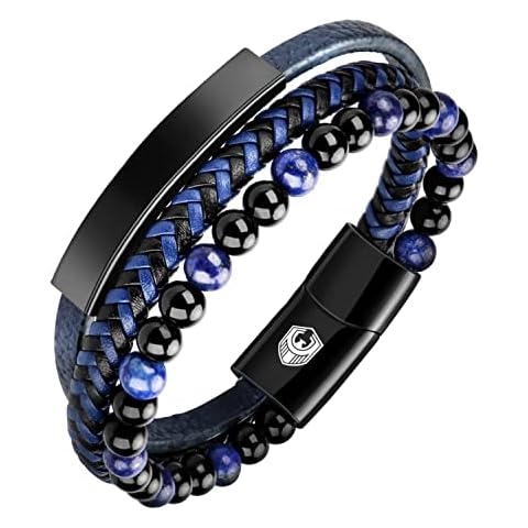 SHIEAGLELD Mens Leather Bracelet Handmade Braided Leather Bracelets for Men with Magnetic Stainless Steel Clasp and Exclusive Bracelet Jewellery Box for Mens Gifts Idea Cover