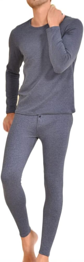 HSQSMWJ Men's Soft Fleece Lined Thermal Underwear Set Breathable and Lightweight Top and Bottom