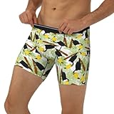 Calzoncillos tipo bóxer de longitud extendida para hombre, lindos tucán Monstera en rama, calzoncillos tipo bóxer con banda elástica, Negro -, Large