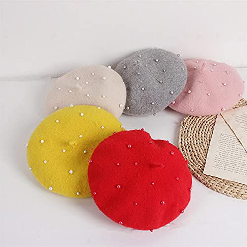 FOMOYUU Kids Girl French Wool Pearl Berets Princess Warm Fashion Toddler Girls Cap Hats 2-6Y4