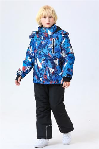 Image of WOWULOVELY Big Boy's 2-Piece Colorblock Snow Pants and Jacket Snowsuit Ski Suit