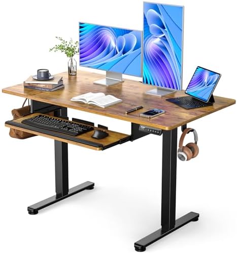 ErGear Electric Standing Desk with Full Size Keyboard Tray, Adjus...
