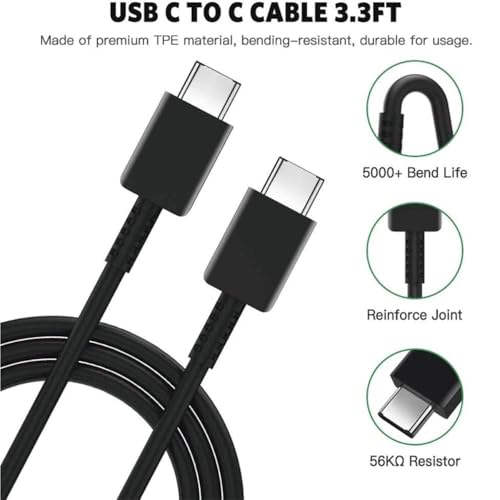 Image of Samsung Ultra 25W Type C to C 3.3 FT Fast Charging USB C Cable High-Speed & Data Transfer Compatible with Samsung Galaxy M15,F15,A15,A14,M14,F14,M34,F34,A34,A54,S21 Fe 5G,S22,S23 Type-C Cord,White