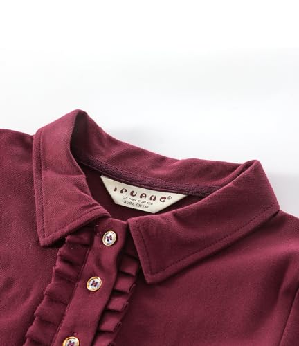 Girl Long Sleeve Cotton Ruffle Polo Shirt Top3