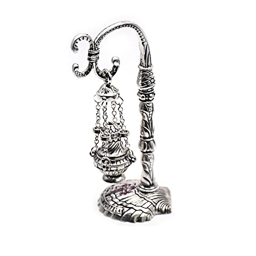 Surakey Brass Burners Hanging Censer Charcoal Incense Burner Christian Church Thurible Vintage Holder Cones Cross Fragrance Accessory Decoration for Churches Restaurants Office - L