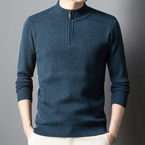 Long Sleeve Knitted Sweater Men's Autumn and Winter Stand Collar Thickened Warm Underwear Sweater2