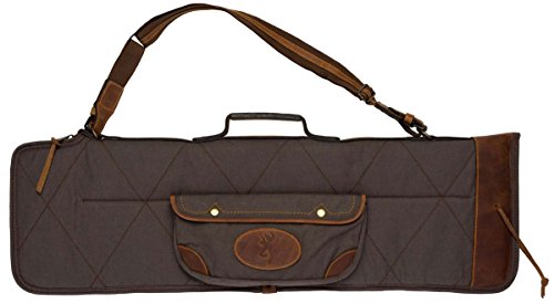 Browning 1413886912 Lona Canvas/Leather Over/Under Takedown Case, Flint/Brown, 35
