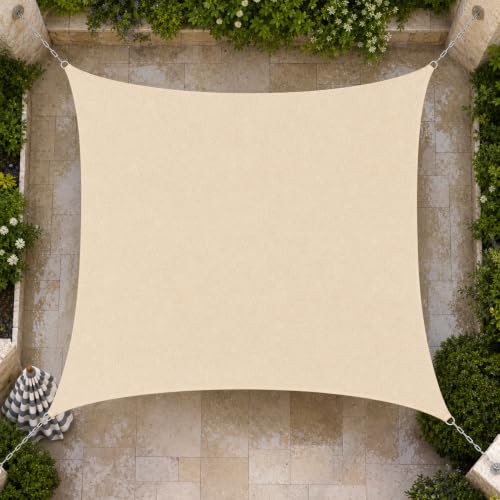 Amgo 7' x 12' Beige Rectangle Waterproof Sun Shade Sail...