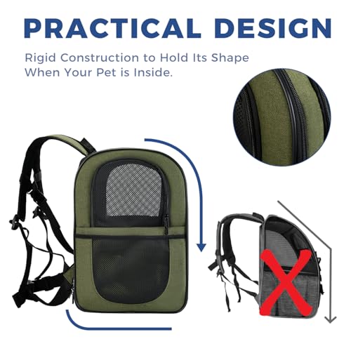Image of Apollo Walker Dog & Cat Carrier Backpack for 4-18lb Pets - Ventilated Safe Design with Padded Back Support, Breathable Mesh Pet Backpack for Hiking, Travel, Outdoor (Green)